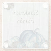 Fall Blue Pumpkin Rustic Niedlich Gray Wood Glasuntersetzer (Rückseite)