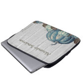 Fall Blue Pumpkin Rustic Niedlich Gray Wood Laptopschutzhülle (Vorne Knopf)