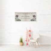 Fall Blue Pumpkin Rustic Wedding Barn Wood Banner (Insitu)