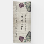 Fall Blue Pumpkin Rustic Wedding Barn Wood Banner (Vertikal)