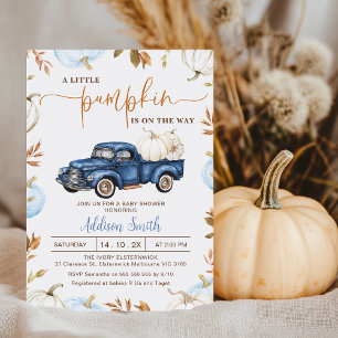 Fall Blue Pumpkin Truck Little Pumpkin Baby Dusche Einladung