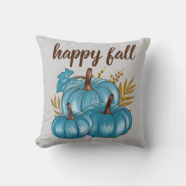 Fall Blue Pumpkins Gray Throw Kissen
