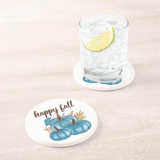 Fall Blue Pumpkins White Untersetzer (Seite)