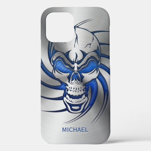 Fall Blue Skull Metallic Look Case-Mate iPhone Hülle (Rückseite)