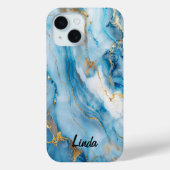 Fall Blue und Gold Marble Case-Mate iPhone Case-Mate iPhone Hülle (Rückseite)