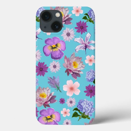 Fall Blue und Lila floral iPhone Case-Mate iPhone Hülle (Rückseite)