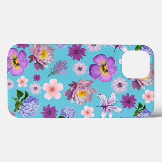 Fall Blue und Lila floral iPhone Case-Mate iPhone Hülle (Rückseite (Horizontal))