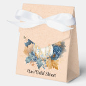 Fall Blue und Orange Pumpkin Peony Wedding Geschenkschachtel (Vorderseite)