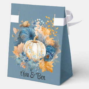 Fall Blue und Orange Pumpkin Peony Wedding Geschenkschachtel