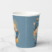 Fall Blue und Orange Pumpkin Peony Wedding Pappbecher (Rechts)