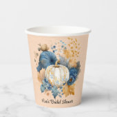 Fall Blue und Orange Pumpkin Peony Wedding Pappbecher (Vorderseite)