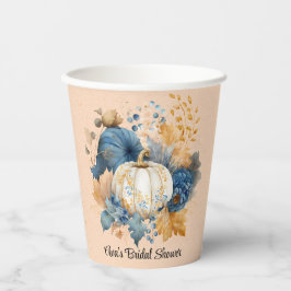 Fall Blue und Orange Pumpkin Peony Wedding Pappbecher