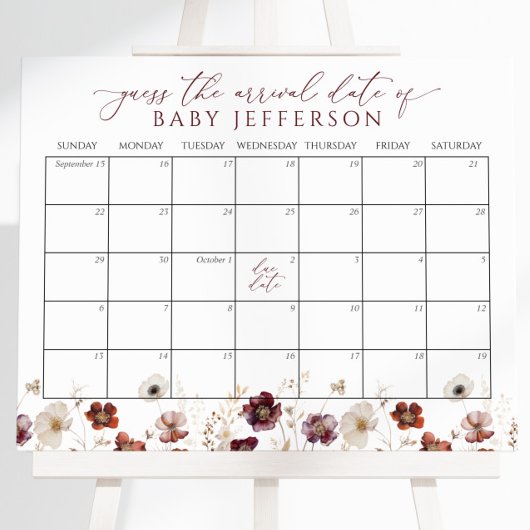Fall Blume Baby Showrate Terminkalender Poster