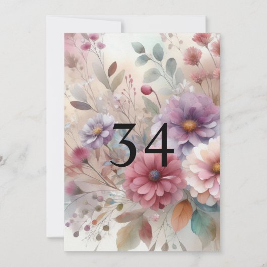 Fall-Blume Blätter Aquarellkalligrafie Einladung (Vorderseite)