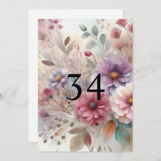 Fall-Blume Blätter Aquarellkalligrafie Einladung (Vorne/Hinten)