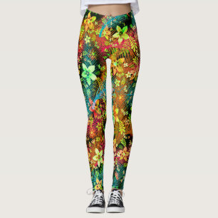 Fall Blume Bouquet - Edelweiss Blume Feathers Leggings