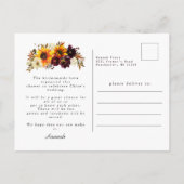 Fall Blume Brautdusche Einladung Postkarte (Rückseite)