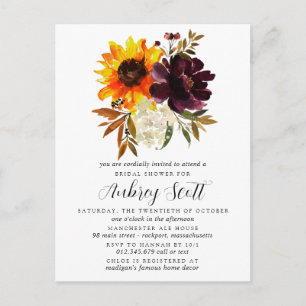 Fall Blume Brautdusche Einladung Postkarte