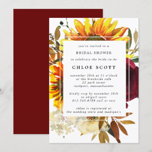 Fall-Blume-Brautparty Einladung