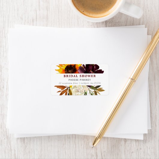 Fall Blume Brautparty Rücksendeadresse Adressaufkleber (Insitu)
