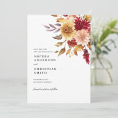 Fall-Blume, die die Datumskarte speichern Einladung (Stehend Vorderseite)