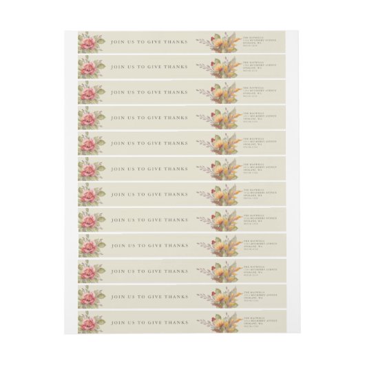 Fall-Blume Erntedank-Message-Rücksendeadresse (Bogen)