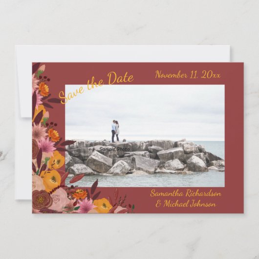 Fall-Blume-Foto Save The Date (Vorderseite)