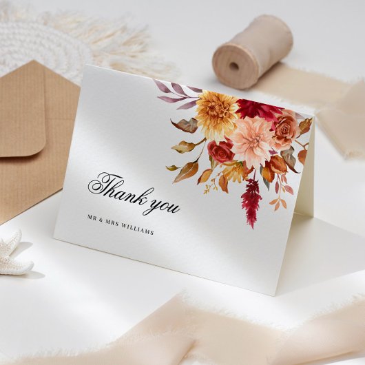 Fall-Blume Hochzeit Dankeschön-Karte Dankeskarte