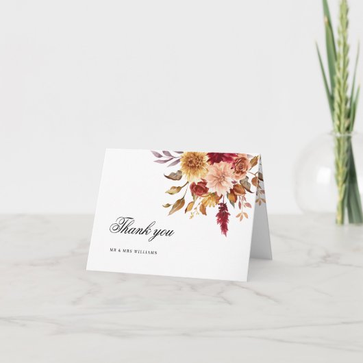 Fall-Blume Hochzeit Dankeschön-Karte Dankeskarte (Vorderseite)