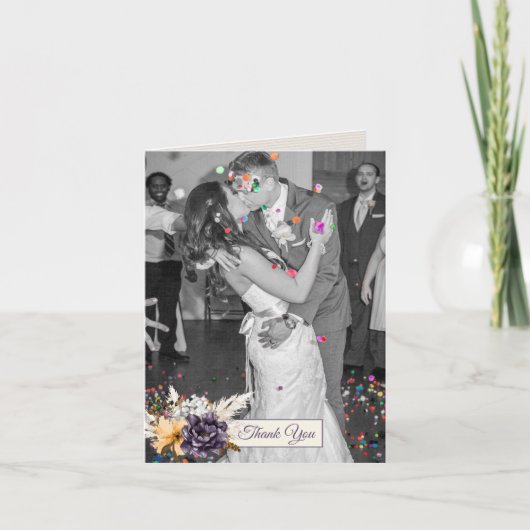 Fall Blume Hochzeit Foto Vielen Dank Dankeskarte (Vorderseite)