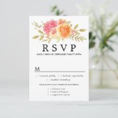 Fall-Blume Hochzeit-RSVP-Karte, Mahlzeiten Optione RSVP Karte (Stehend Vorderseite)