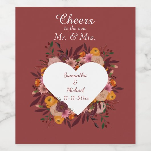 Fall-Blume Hochzeiten Weinflaschen Etiketten (Einzelnes Label)