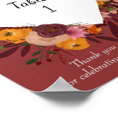 Fall Blume Hochzeitplakat für Tischnummer Poster (Ecke)