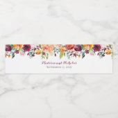 Fall Blume Hochzeitswasserflaschen, Orange Wasserflaschenetikett (Einzelnes Label)