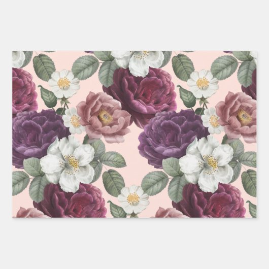 Fall-Blume Lila botanischer Blumenwrap Geschenkpapier Set (Vorderseite 3)