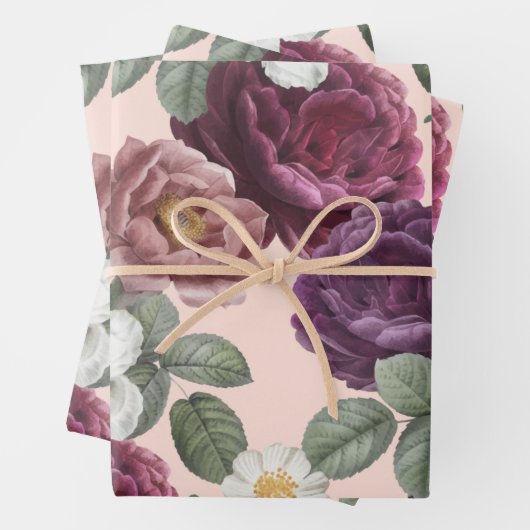 Fall-Blume Lila botanischer Blumenwrap Geschenkpapier Set (Beispiel)