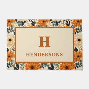 Fall Blume Mit Monogramm Familienname Willkommen Fußmatte