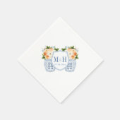 Fall Blume Monogram Chinoiserie Wedding Party Serviette (Ecke)
