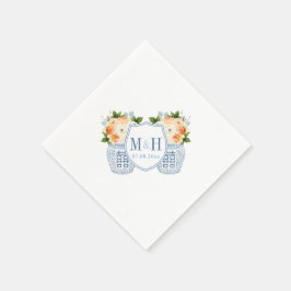 Fall Blume Monogram Chinoiserie Wedding Party Serviette