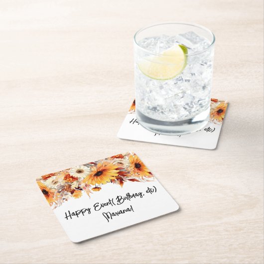 Fall-Blume-Party Rechteckiger Pappuntersetzer (Vor Ort)