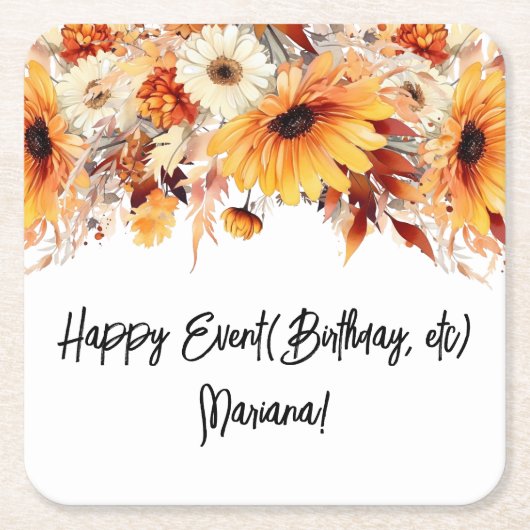 Fall-Blume-Party Rechteckiger Pappuntersetzer (Vorderseite)