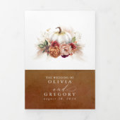 Fall Blume Pumpkin Elegant Boho Hochzeit Dreifach Gefaltete Einladung (Cover)