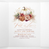 Fall Blume Pumpkin Elegant Boho Hochzeit Dreifach Gefaltete Einladung (Innenseite Mitte)