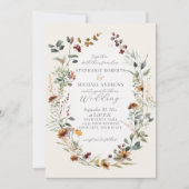 Fall Blume Rustic Boho Wreath Floral Wedding Einladung (Vorderseite)