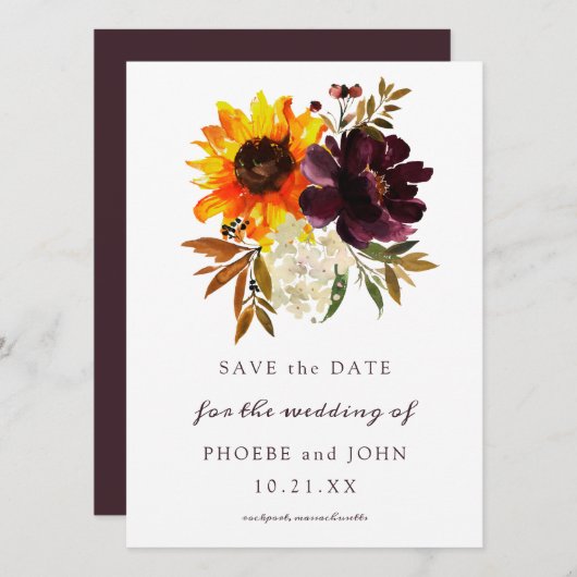 Fall-Blume Save the Date Hochzeit (Vorne/Hinten)
