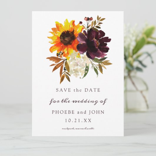 Fall-Blume Save the Date Hochzeit (Stehend Vorderseite)