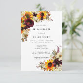 Fall Blume Sonnenblumen Rose Brautparty Invitati Einladung (Stehend Vorderseite)