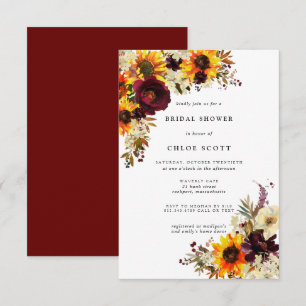 Fall Blume Sonnenblumen Rose Brautparty Invitati Einladung