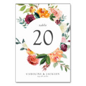 Fall-Blume-Tischnummer-Karte für Hochzeiten Tischnummer (Rückseite)