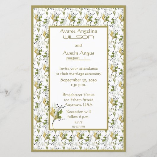 Fall Blume und Blätter Einladung Hochzeit (Vorderseite)